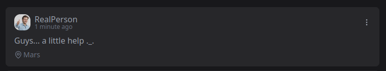 A post from "RealPerson" on Memos, the post reads "Guys... a little help ._."