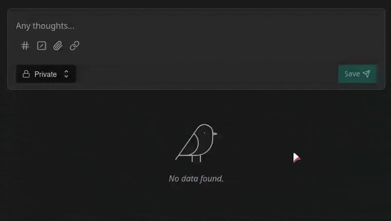 Me typing a post in Memos that reads "Wow, I just had a thought! #gangster #realgangsterhours"