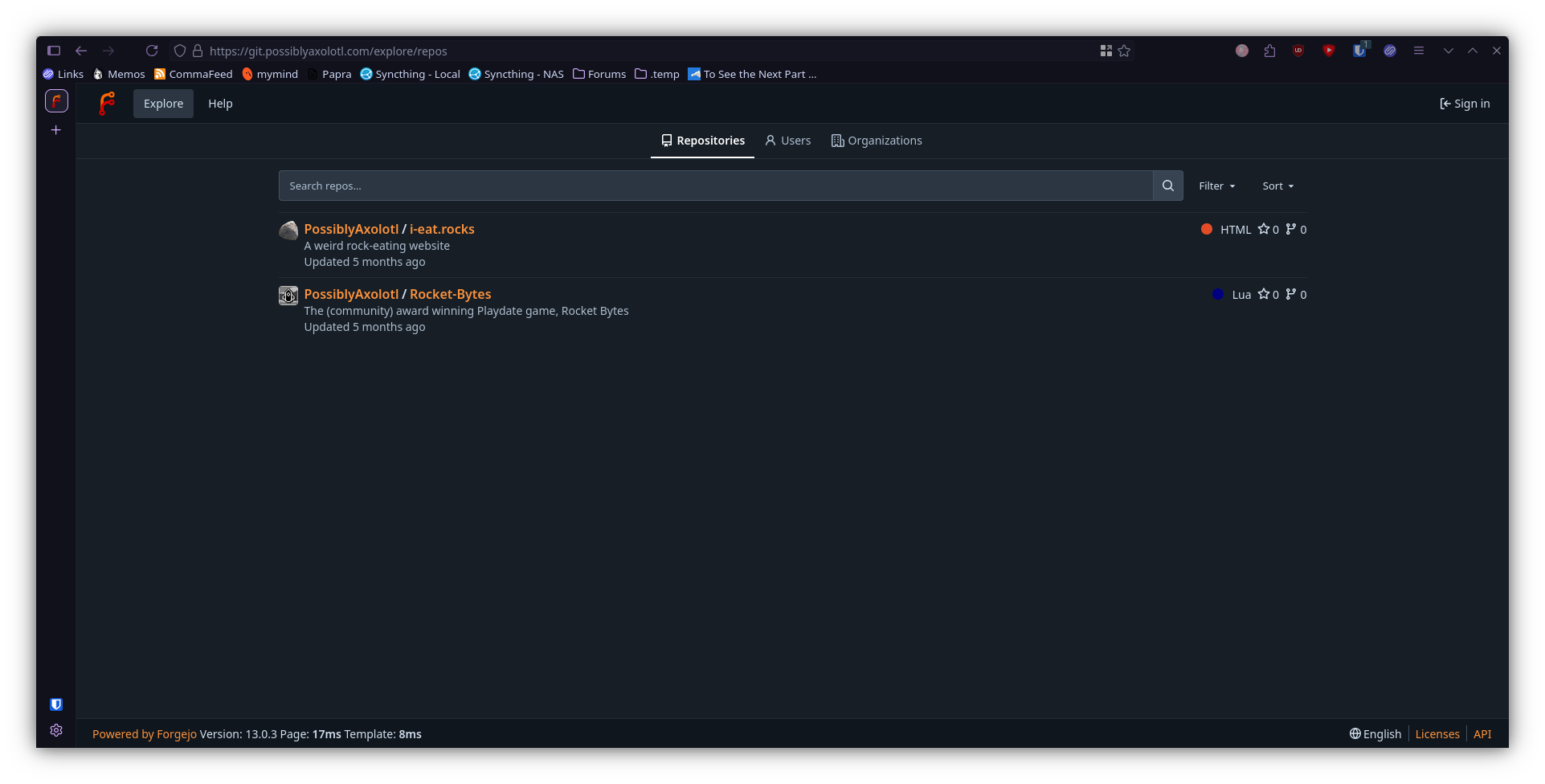 My forgejo, not logged in